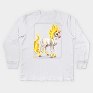 Little Baby Fire Unicorn Kids Long Sleeve T-Shirt